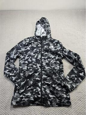 The North Face Hoodie Womens Small Gray Canyonlands Full Zip Camo Stretch